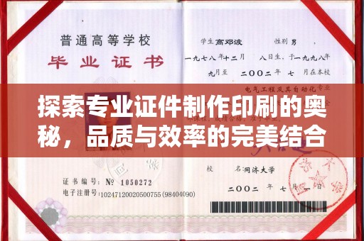 政和探索专业证件制作印刷的奥秘，品质与效率的完美结合
